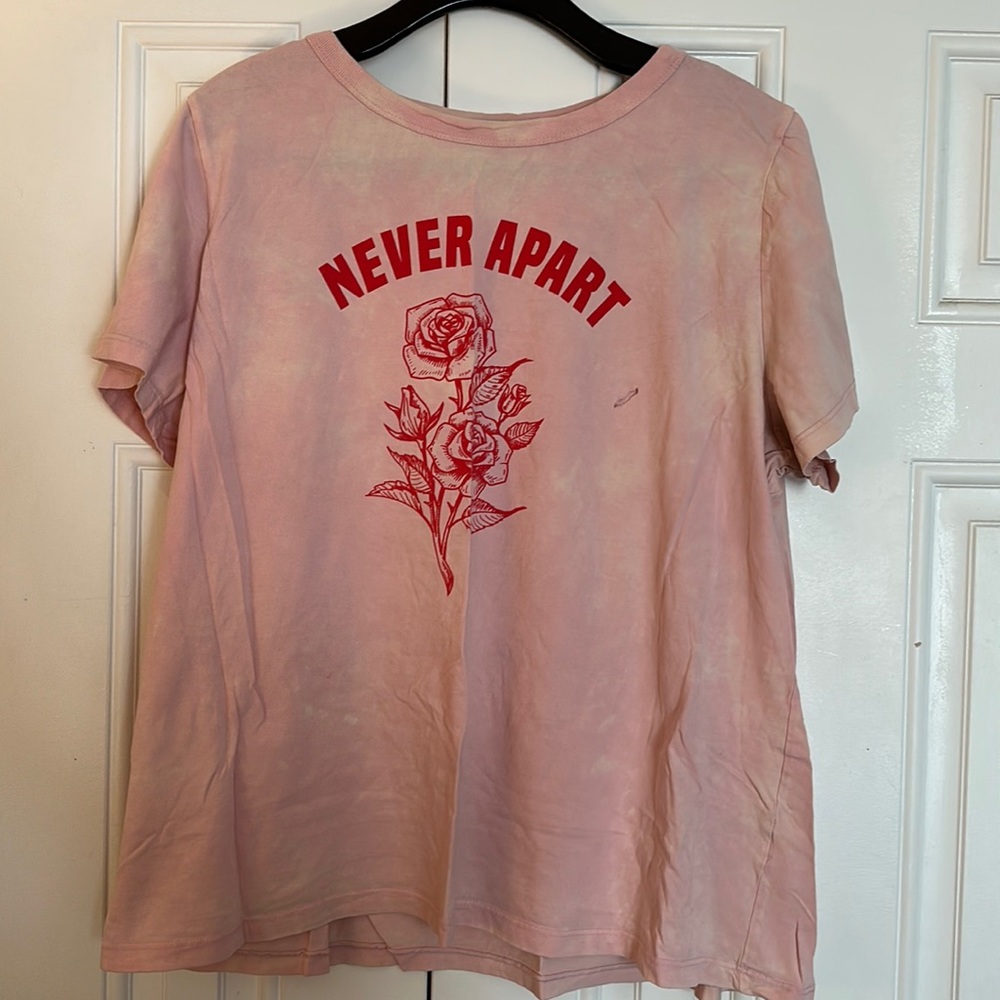 Forever 21+ bleached pink and white rose T-shirt.